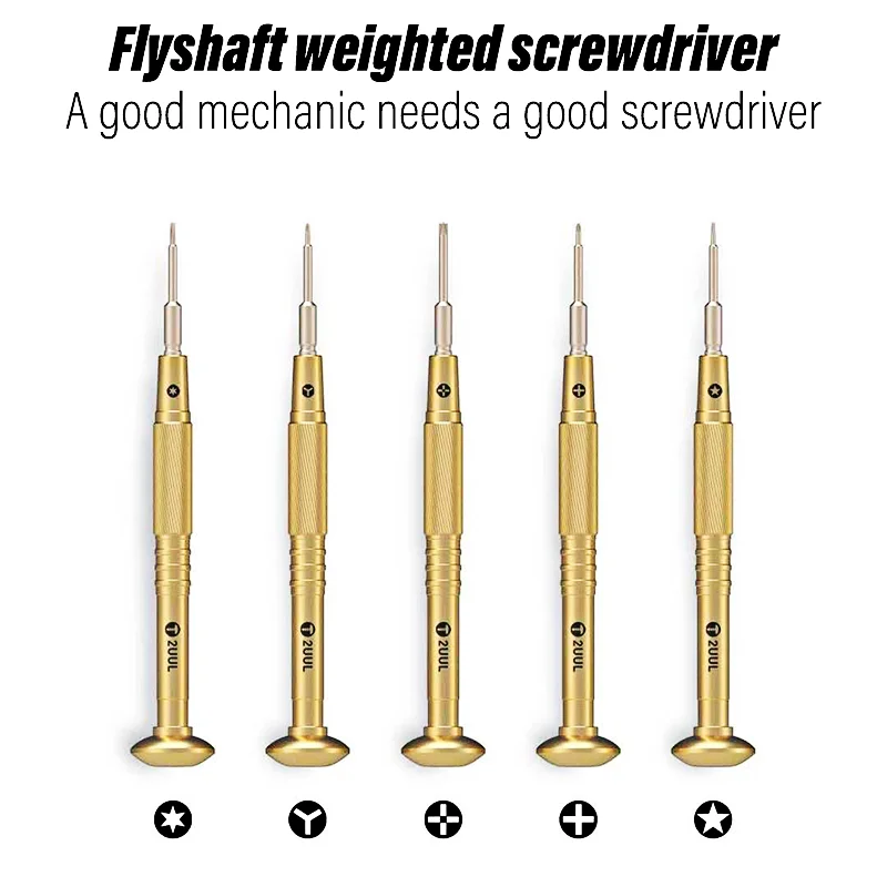 Отвертка 2UUL с латунной ручкой и волнистым весом для iPhone iPad часы инструменты
