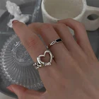 Плетеное женское кольцо в виде сердца, серебро 925 пробы, регулируемое, кольца на указательный палец