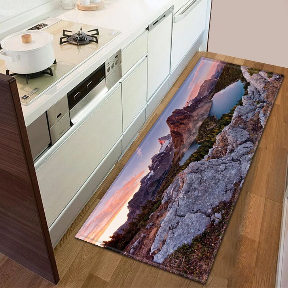 

Современный кухонный Придверный коврик, декоративный ковер для спальни, ванной, противоскользящий напольный длинный ковер для дома, балкон...
