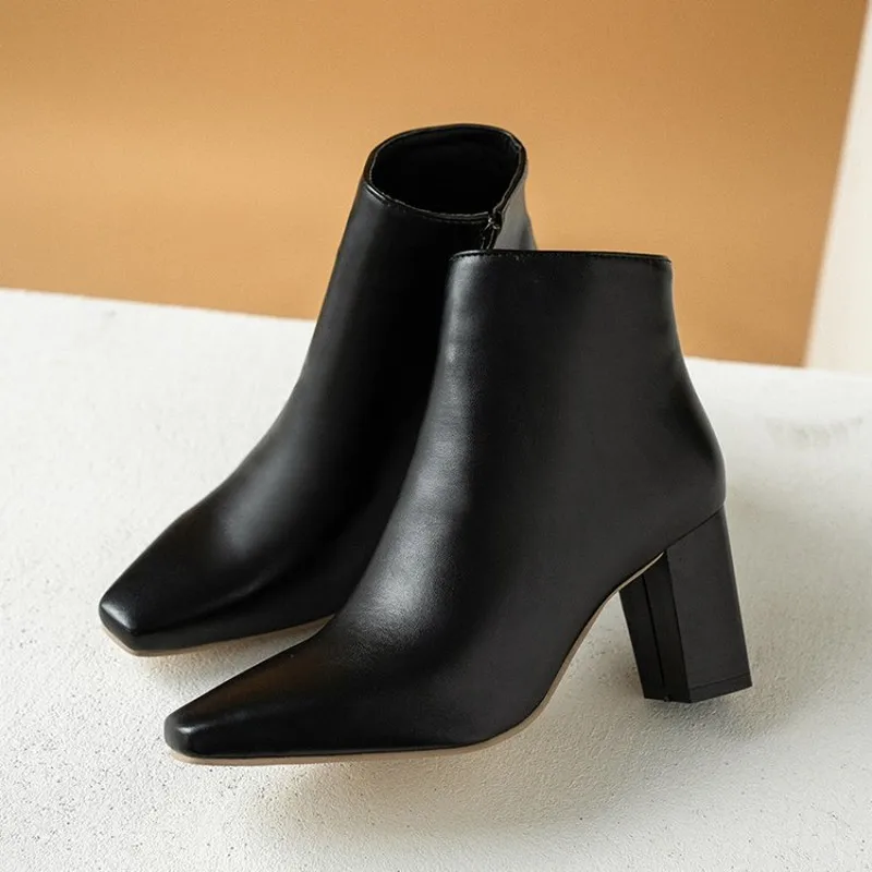 Женские Простые ботильоны MAZIAO черные повседневные на высоком каблуке с