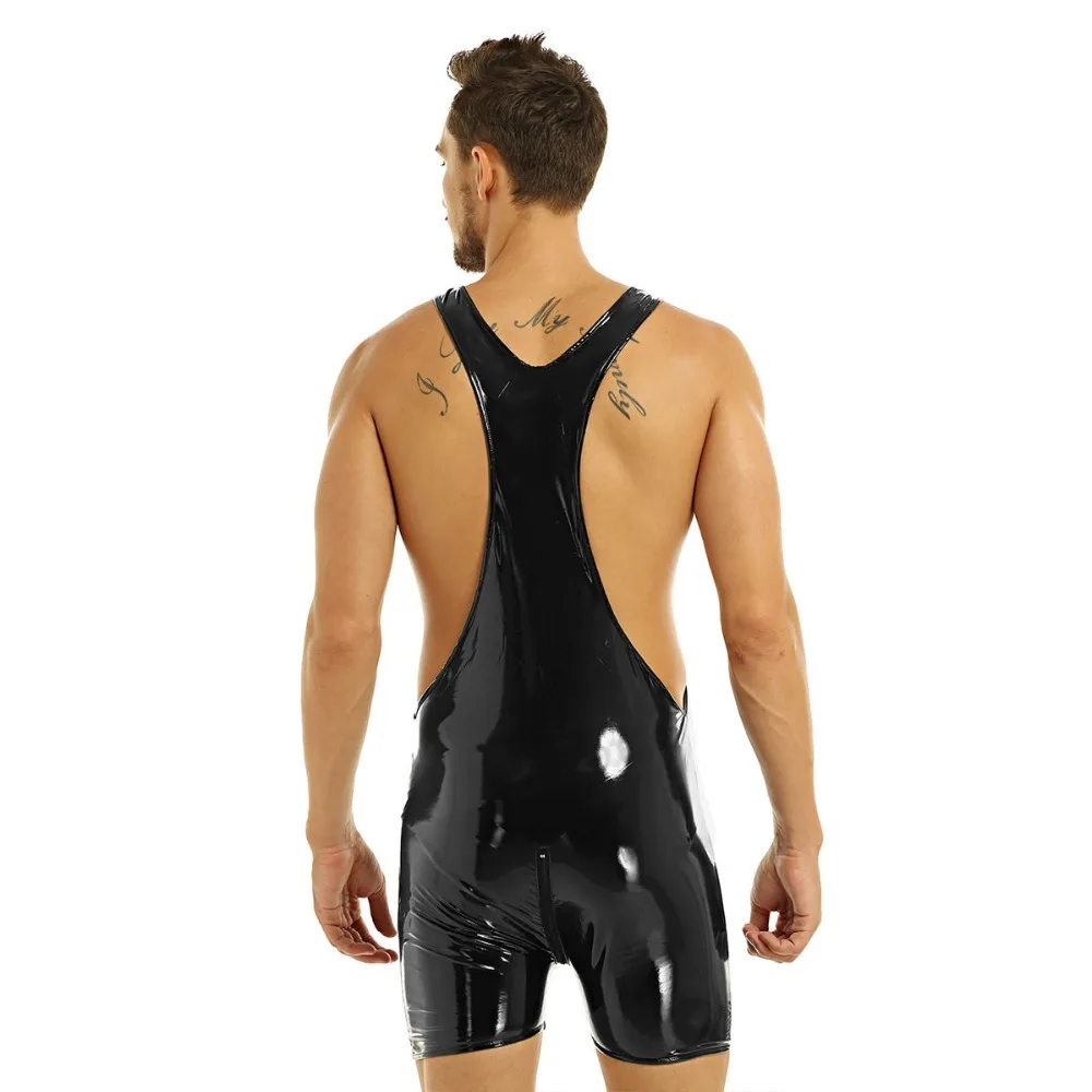 Гей купальники мужские стринги купальник Wetlook женское белье из лакированной кожи боди молния промежность купальник мужской купальник