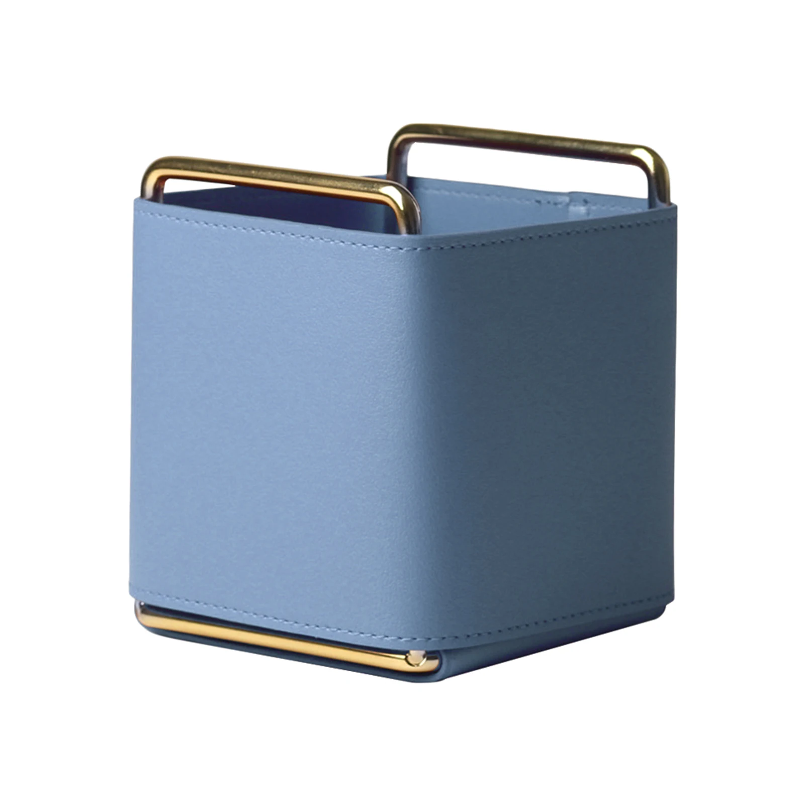 

Desk Organiser Makeup Stationery Storage Square Home Office Stand For Students Gift School Leather Pen Holder Multifunctional