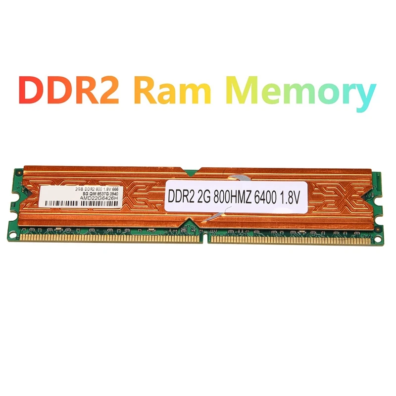 

DDR2 2GB Ram Memory PC2 6400 800Mhz DIMM 240 Pins 1.8V with Cooling Vest for AMD Desktop Memory Ram