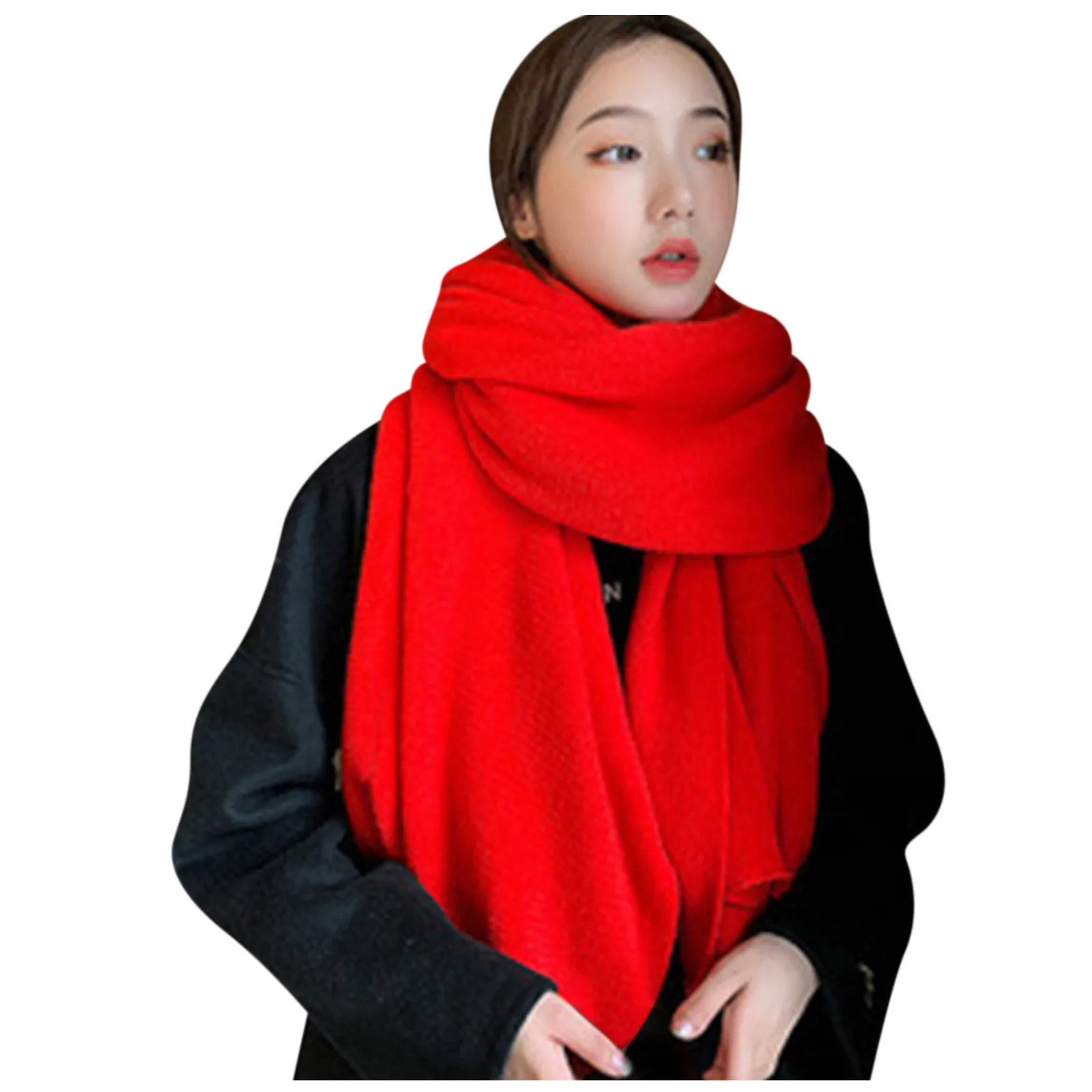 Винтажный женский однотонный шарф зима-осень многоцелевой вязаные теплые шарфы