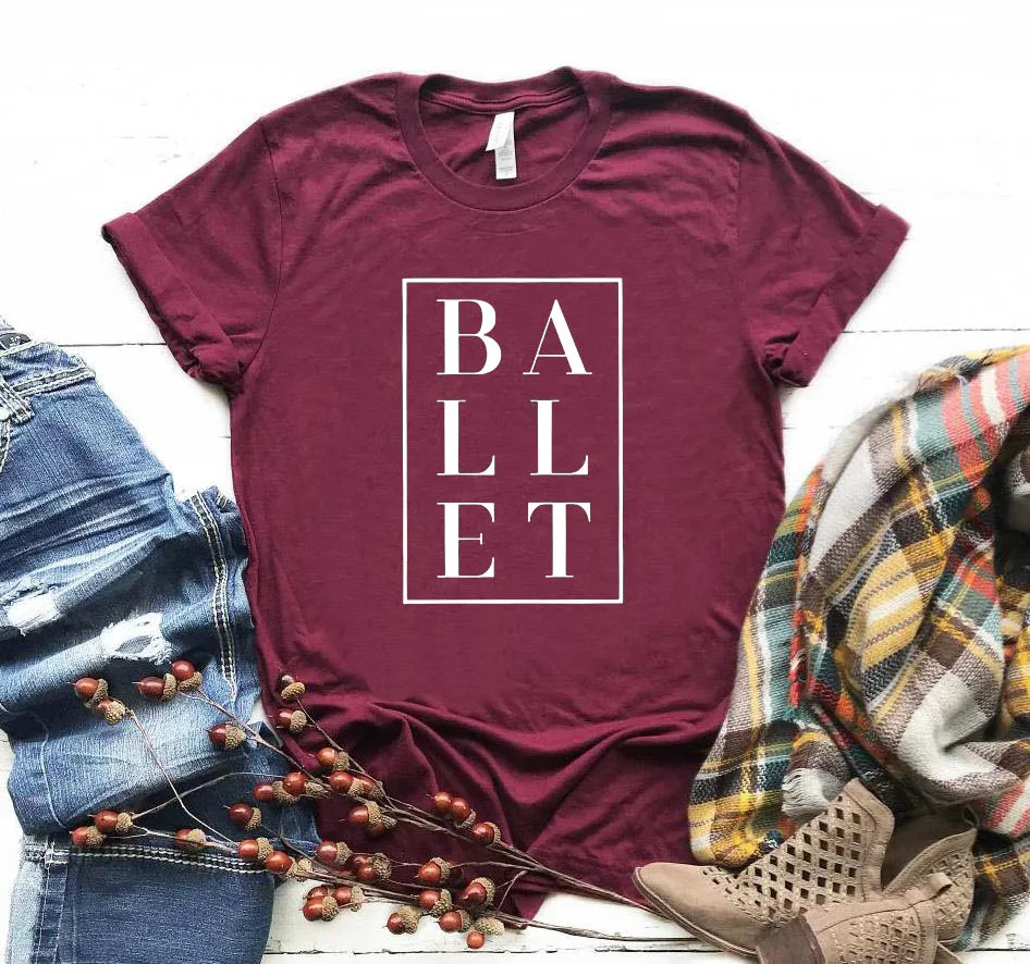 

Women T Shirt Ballet Letters Print Tshirt Women Short Sleeve O Neck Loose T-shirt Ladies Summer Causal Tee Shirt Clothes Tops