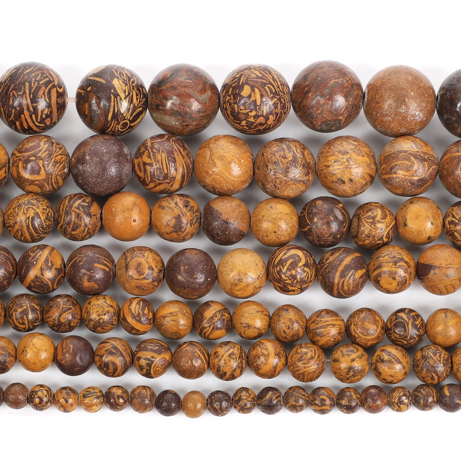 15-полосный натуральный камень из тибетского буддизма из нанму-дерева, круглые свободные бусины для изготовления ювелирных изделий браслета 4-12 мм.