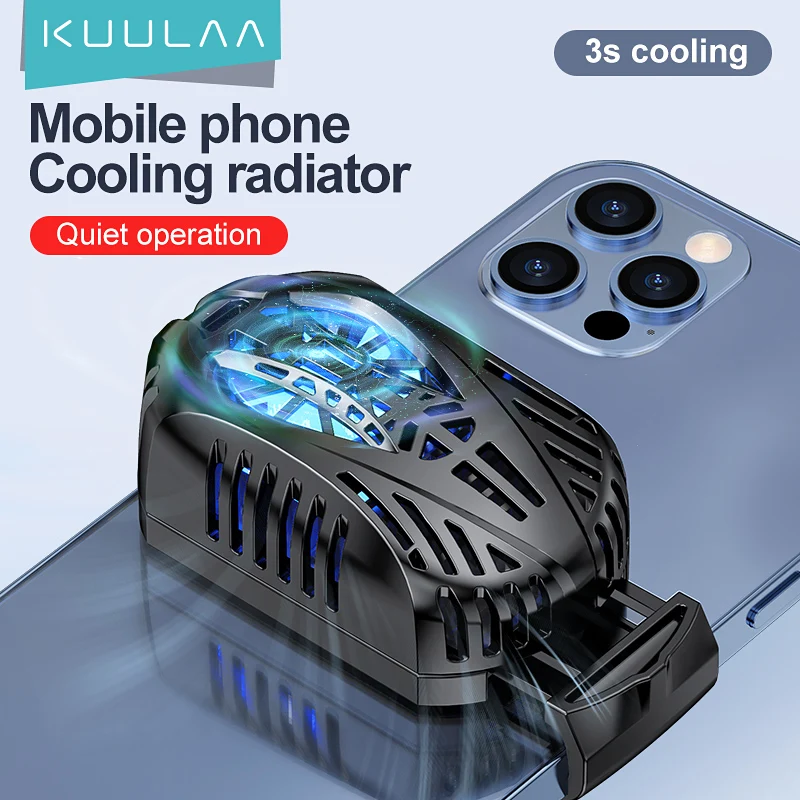 

KUULAA Mobile Phone Coolers Refriger Cooling Radiator Gaming Universal Phone Fan Holder For PUBG Mobile Game Phone Cooling Fan