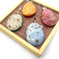 natural stone irregular pendant multicolor spotted stone fashion agate stone jewelry pendant making diy necklace earrings