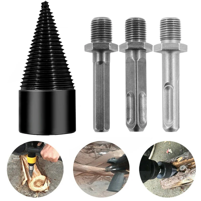 4 Pieces 32/42 Mm Wood Splitting Drill Bit Metal Screw Cone Driver Firewood Log Splitter Set Woodworking Tools | Инструменты