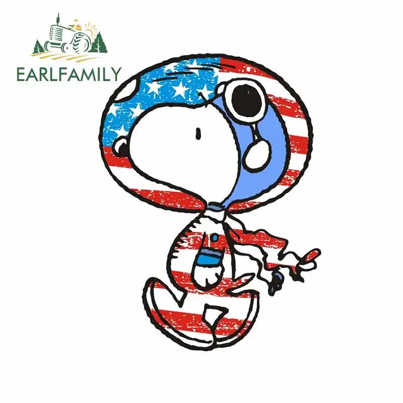 EARLFAMILY 13 см x 9 7 для Snoopy астронавт виниловые автомобильные наклейки DIY графика