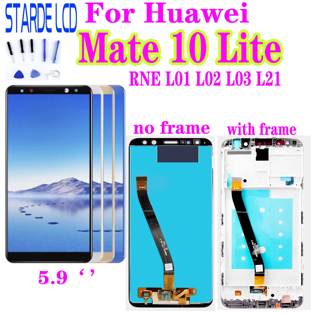 

ЖК-дисплей для Huawei Mate 10 Lite, сенсорный экран с цифровым преобразователем Mate10 Lite, дисплей G10 Plus, Nova 2, стандартный ЖК-экран