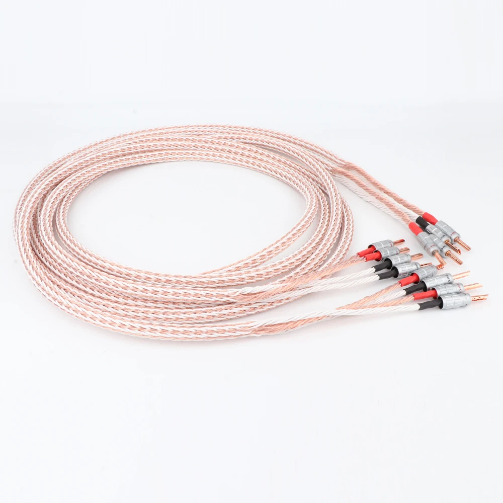 Пара Hi-fi кабелей Preffair 12TC с 2 штекерами типа банан на 4 штекера Hi-end провод для