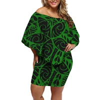 2021 summer off shoulder women dress fashion casual dress custom polynesian tribal print mini tight wrap dress