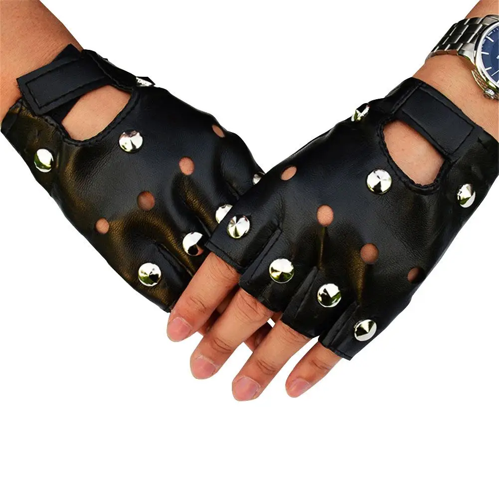 1 пара унисекс черные перчатки без пальцев из искусственной кожи для езды