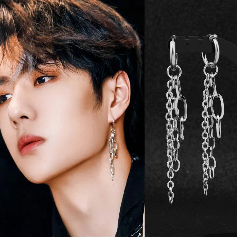 Серьги гвоздики из нержавеющей стали Idol корейский стиль для мальчиков и девочек