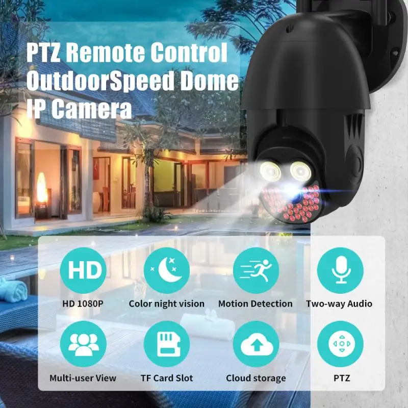 

37 LEDs Wireless 1080P WiFi CCTV Camera IP67 Outdoor HD PTZ Smart Home Security IR Night Waterproof IP Surveillance Camera