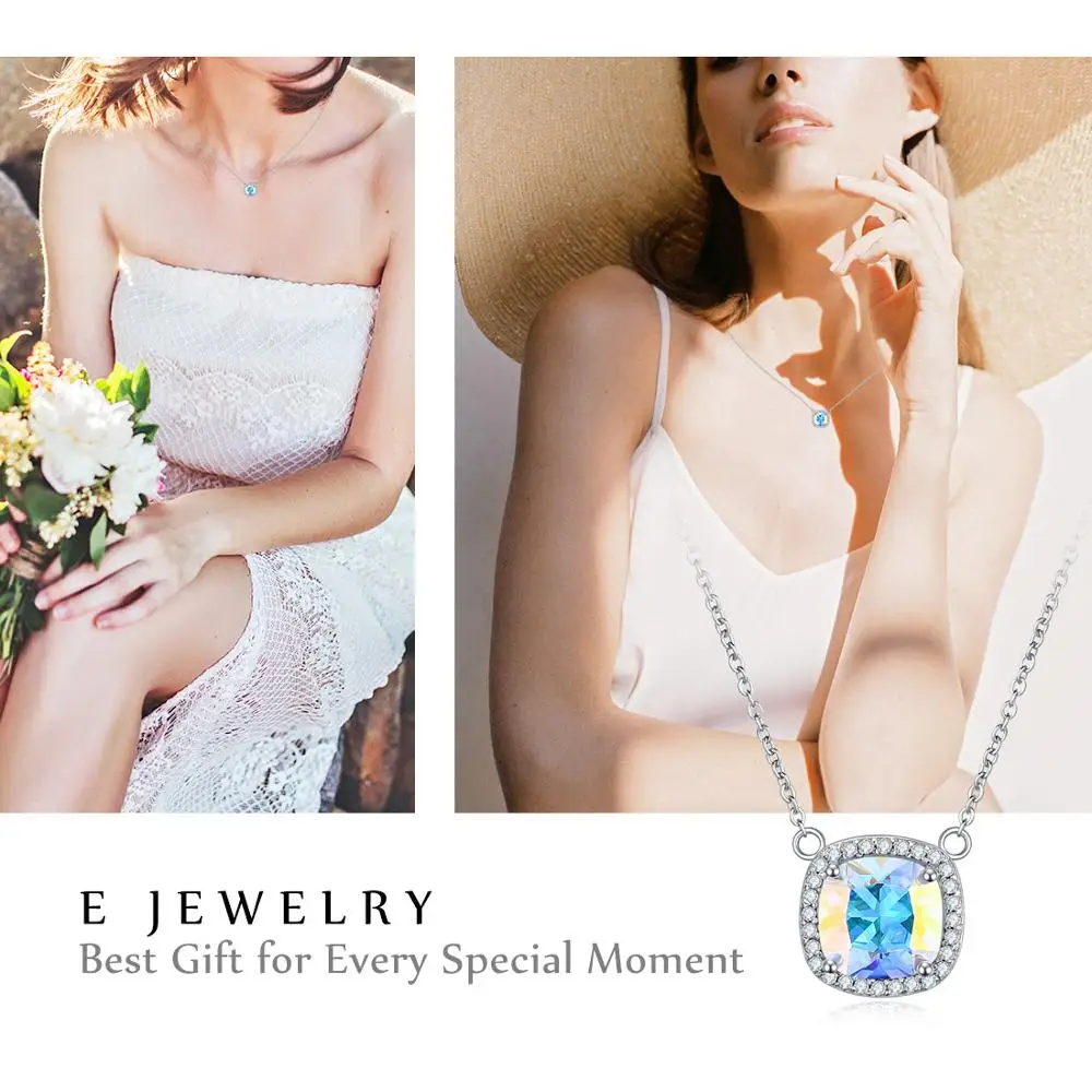 Женское ожерелье из серебра 925 пробы с квадратным кулоном|Ожерелья| |