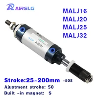 malj malj16 malj20 malj25 malj32 adjustable stroke air pneumatic cylinder double acting single rod 25 30 40 50 175 150 125 50s