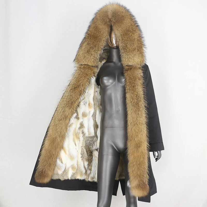 Женская парка с мехом енота на капюшоне BLUENESSFAIR длинная непромокаемая воротником