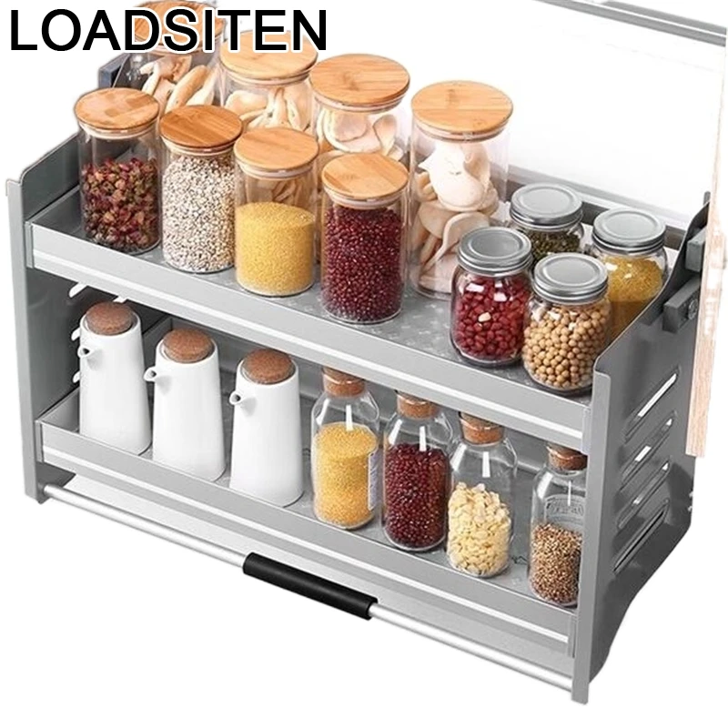 

Almacenaje Armario Platos Rangement Accessories Organizer Stainless Steel Hanging Rack Cozinha Cuisine Kitchen Cabinet Basket