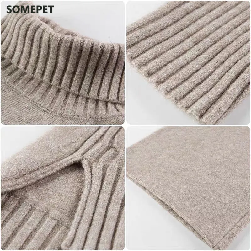 

Sweater Set Women Tracksuit Spring Autumn Knitted Suits 2 Piece Set Warm Turtleneck Sweater Pullovers Wide Legs Pants