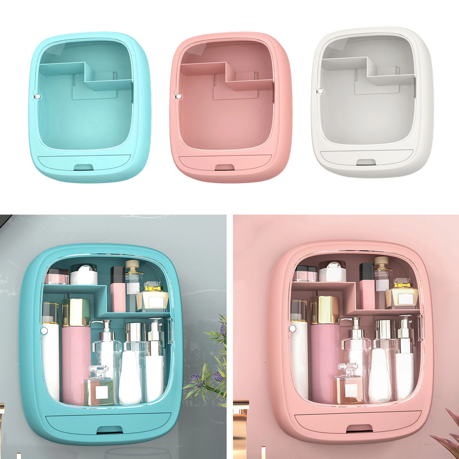 

Modern Makeup Organizer, Cosmetic Storage Display Case w/ Cover, Wall Hanging Boxes Storage Case, Waterproof & Dustproof