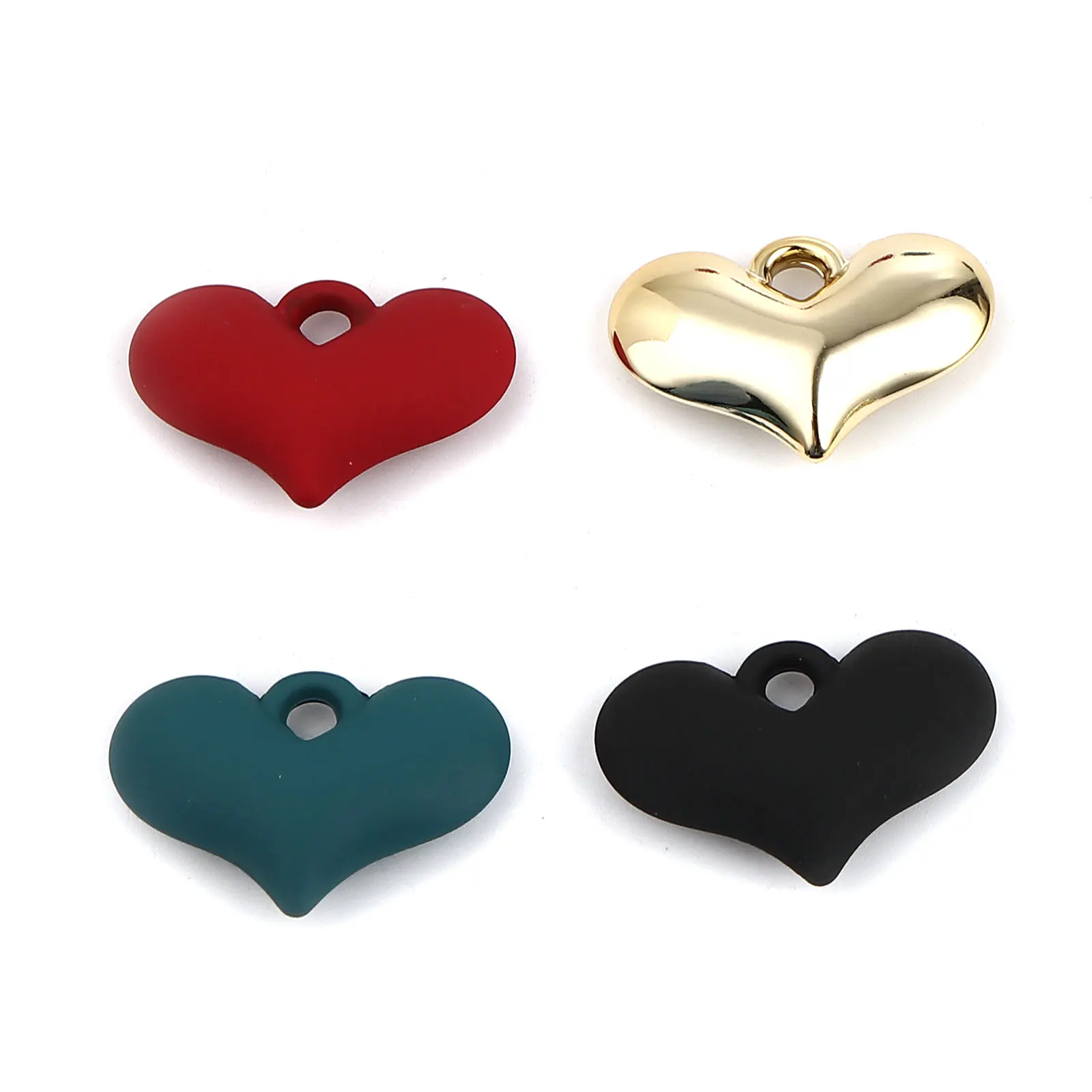 

Resin Valentine's Day Pendants Heart Black Colorful Painted For Jewelry DIY Findings 37mm x 25mm, 10 PCs