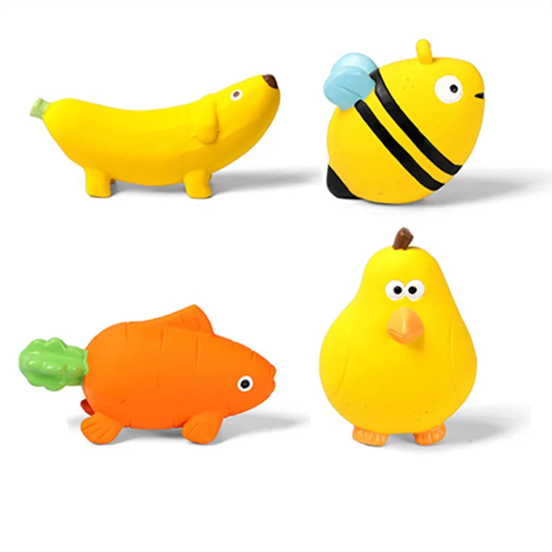 

Dog Toy Q-MONSTER Natural Rubber Squeaky Toy Banana Carrot Lemon Pear Fruit Animal Pet Toy Pet Interactive Toy