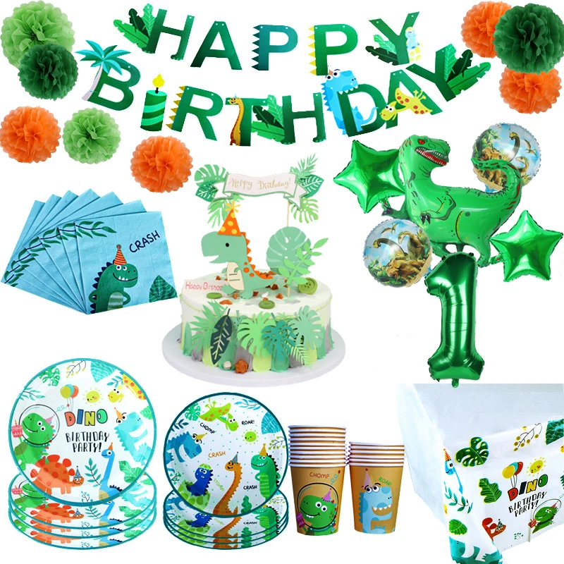 

Dinosaur Theme Party Dinosaur Balloon Disposable Tableware Set Kids Boy Birthday Party Decoration Jungle Party Baby Shower Favor