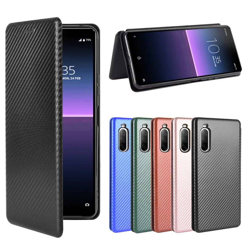 Чехол для Sony Xperia 10 II модный жесткий чехол из углеродного волокна и поликарбоната