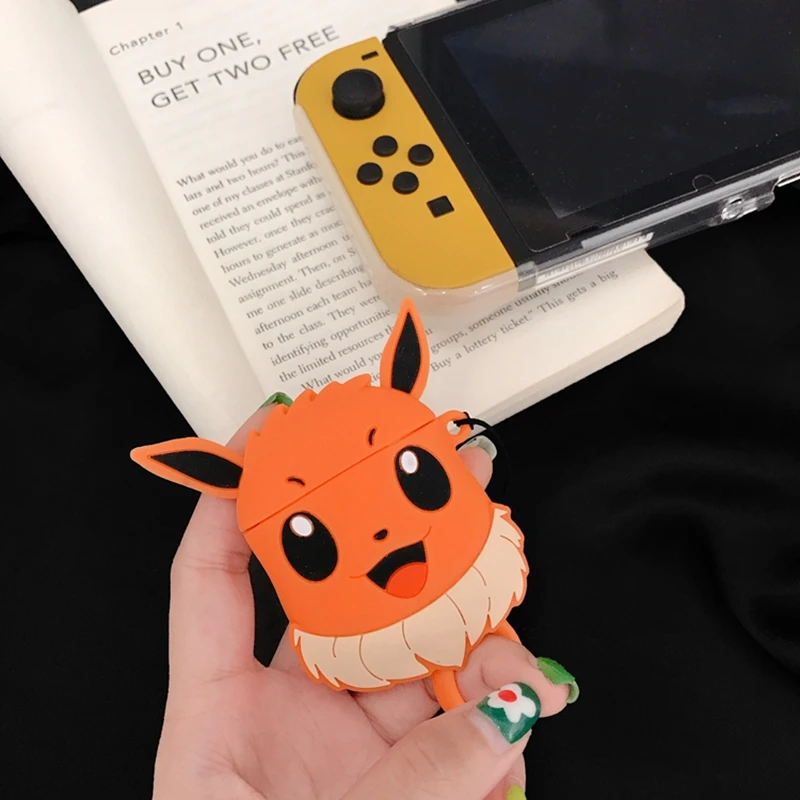 3D Япония милый мультяшный Покемон Eevee Eievui корпусы гарнитурные для Apple Airpods 1/2 силиконовый защитный чехол для наушников Аксессуары