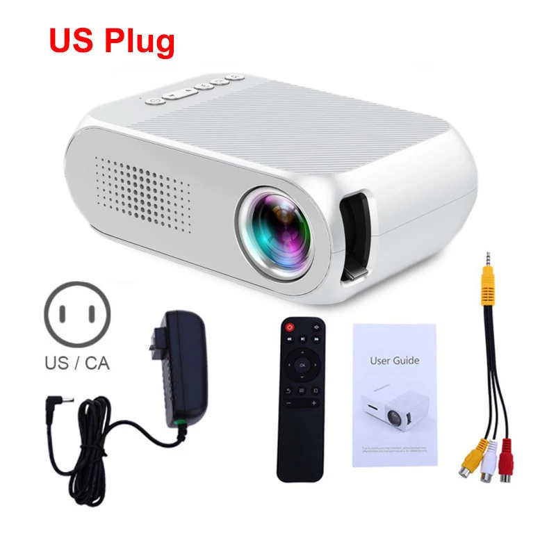 White US Plug YG320 мини-проектор YG300 обновление Portatil Светодиодный прожектор Аудио HDMI USB мини-проектор домашний кинотеатр медиаплеер - Цвет: White US Plug