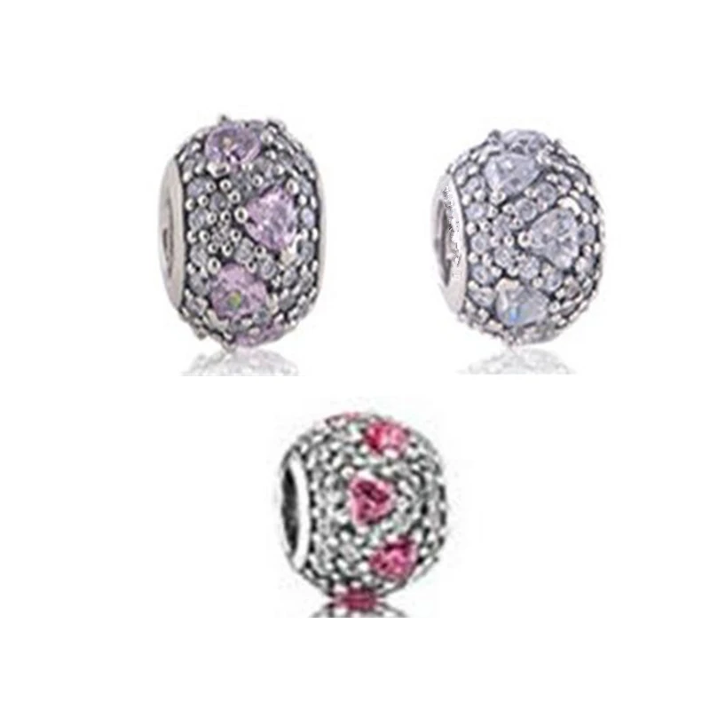 Шарм-бусина из серебра 925 пробы с фианитами