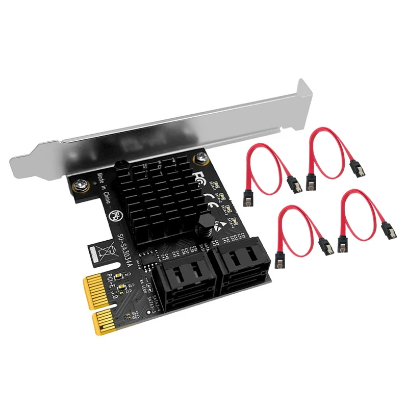 

Плата расширения PCIE SATA, PCI Express X1 на 4 порта SATA3.0, 6 ГБ
