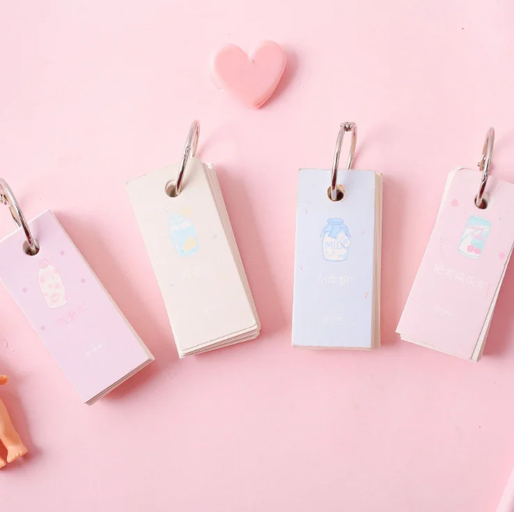 220 страниц пустая страница Kawaii Flash Card Ring Notepad Word учебная карта портативный блокнот