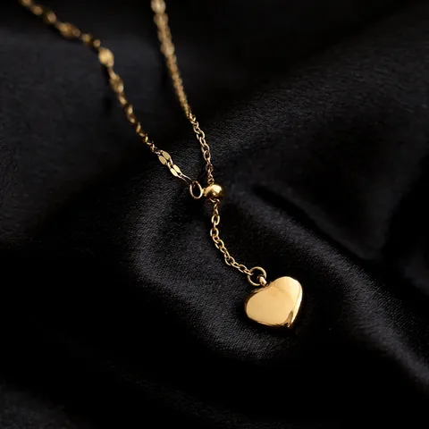 Ювелирное изделие YUN RUO из титановой стали с подвеской в форме сердца, ювелирное изделие с покрытием из желтого золота, гипоаллергенный подарок на день рождения женщины