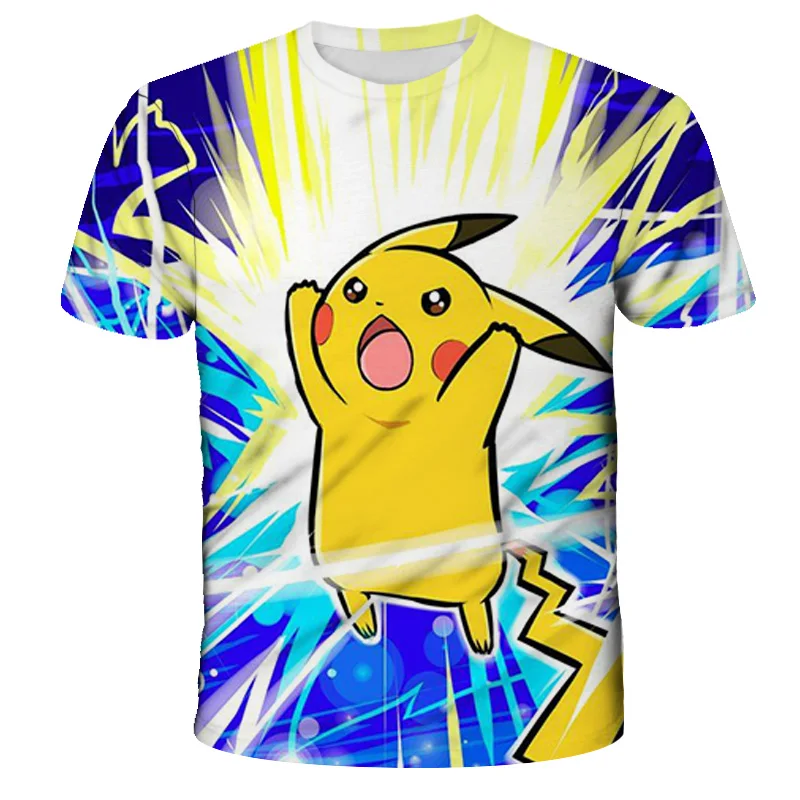 

Boys Girls 3D T-shirt Pikachu Tops Summer Short Sleeve T-shirt Boys Girls Cartoon Tees 4-14 Years 2021