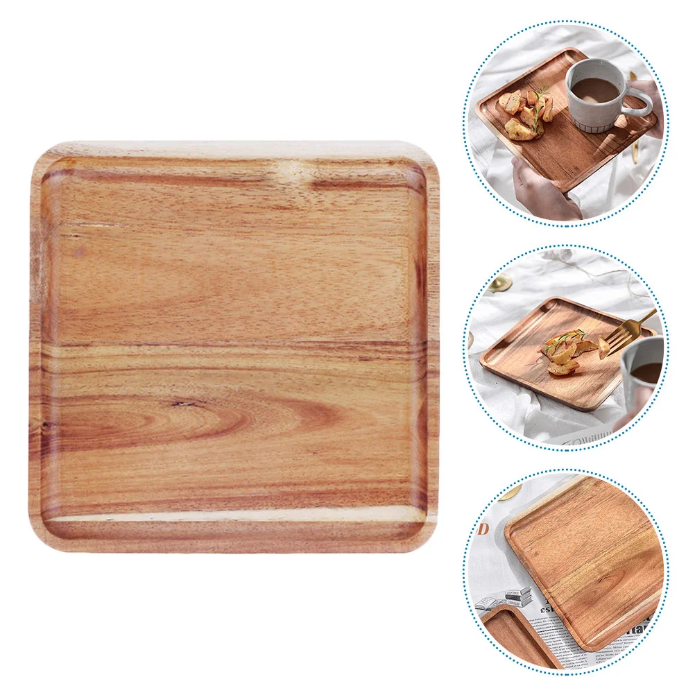 

1PC Creative Acacia Wood Serving Tray Multi-purpose Coffee Tray (Light Brown)