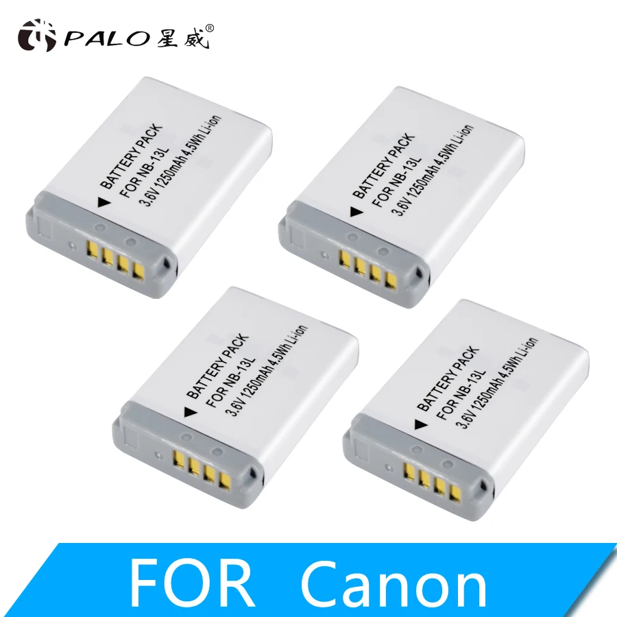 4PCS PALO 1250mAh NB-13L NB13L NB 13L Аккумулятор для цифровой камеры Canon G7 X Mark II G7X PM165 G5 X G5X G9 X G9X SX620 SX720 HS - Цвет: 4PCS