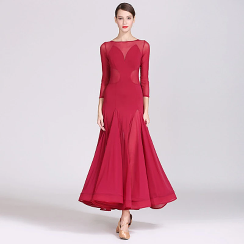 Черное платье для бальных танцев одежда вальса танго танцевальные костюмы