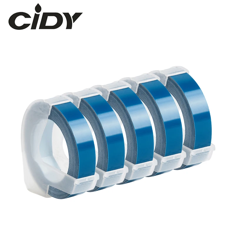 CIDY 5 шт. голубого цвета 9 мм * 3 м совместимый с DYMO 3D пластиковая лента тиснением