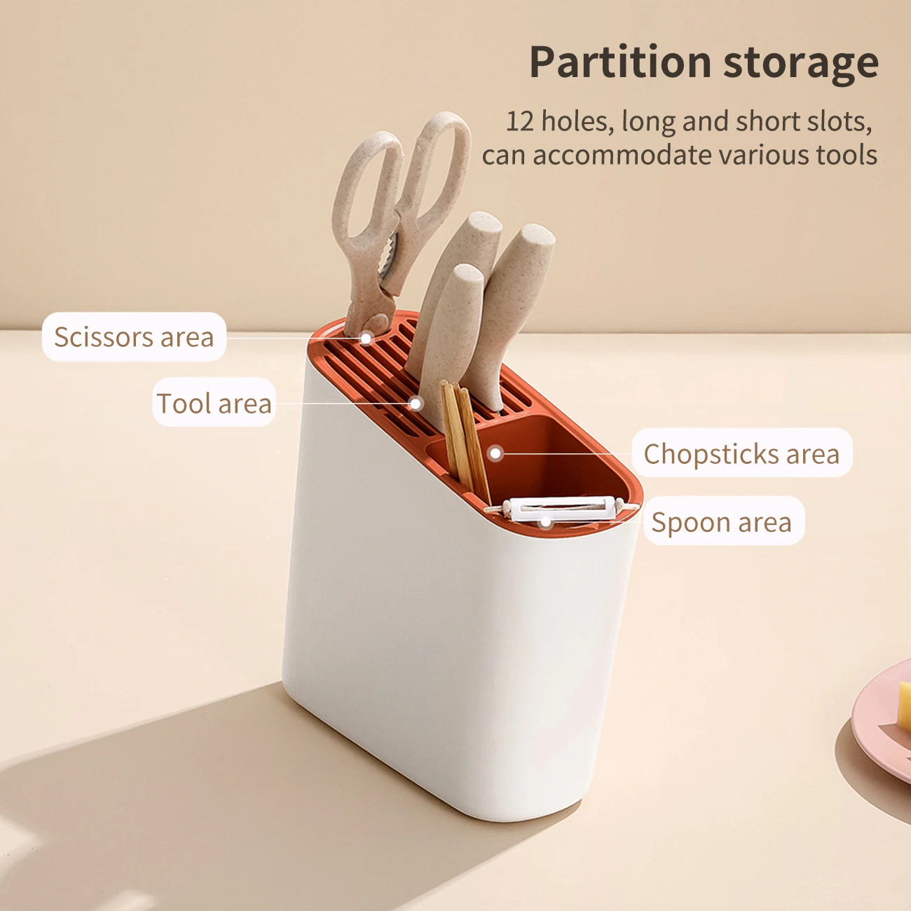 

Kitchen Knife Holder Knife Block Stand Tableware Organizer Chopsticks Forks Holder Storage Box Kitchen Organizer