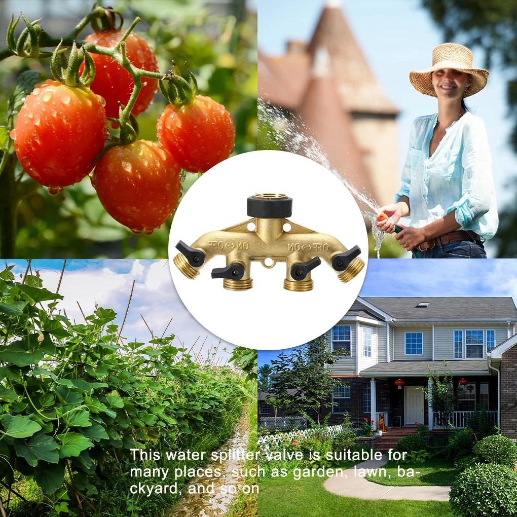 

Fast Shipping 1PC 3/4" 4-Way Brass Plastic Garden Hose Splitter Y-Type Watering Connector Distributor For Outdoor Tap and Faucet