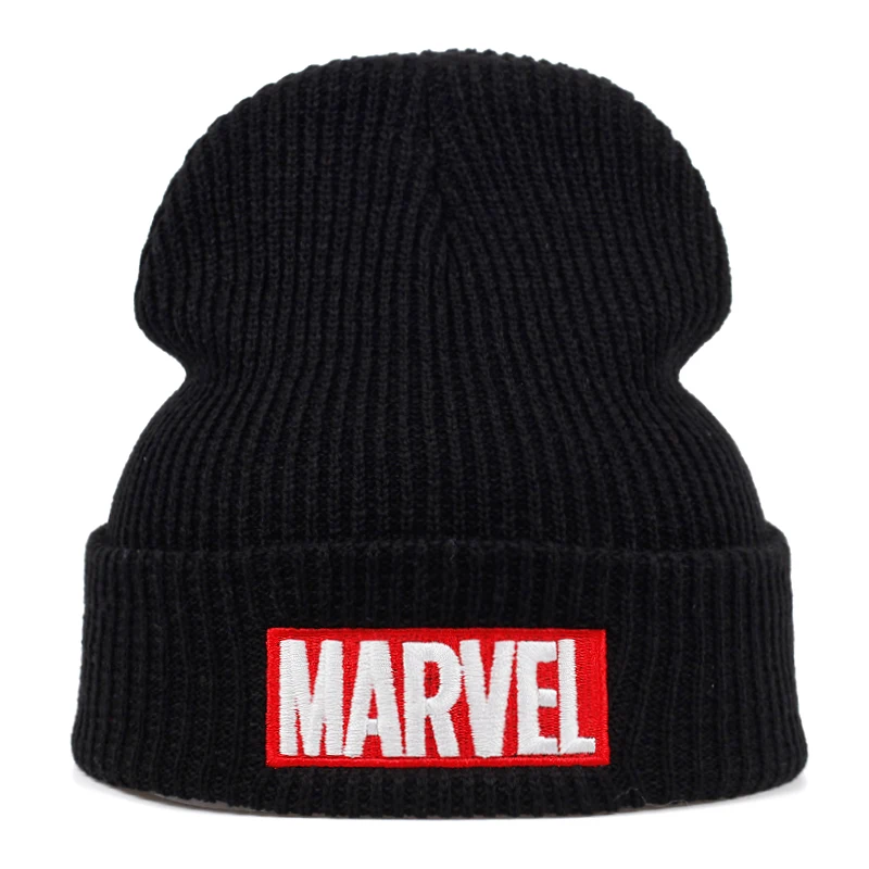 Высококачественные повседневные шапочки из хлопка с надписью Marvel для мужчин и женщин, модная вязанная зимняя шапка в стиле хип-хоп