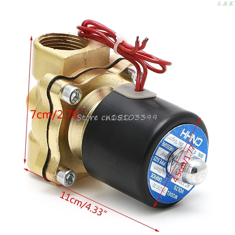 

3/4" 220V Electric Solenoid Valve Pneumatic 2 Port Water Oil Air Gas 2W-200-20 M12 dropship