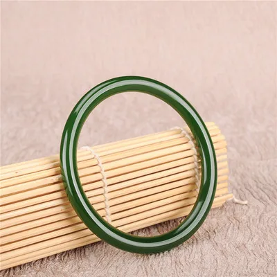 

Natural Hetian Jade Round Bar Green 54-64mm Bracelet Elegant Princess Jewelry Best Gift for Mother and Girlfriend