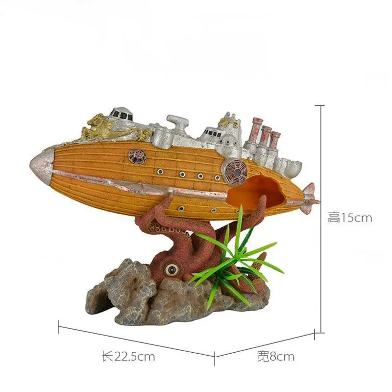 

Aquarium Landscaping Simulation Artificial Octopus Airship Decorative Ornaments Submarine Fish Tank Ornaments Waterscape Viewing