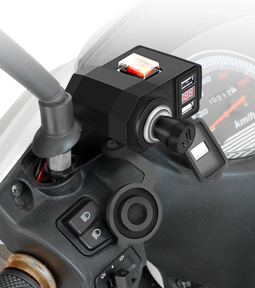OHANEE moto rcycle USB зарядное устройство для телефона 12 В/24 В разъем прикуривателя Dual USB moto зарядное устройство светодиодный вольтметр Водонепроницаемый автомобильный стиль