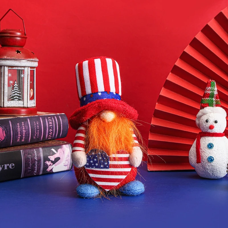 

Independence Day Gnome Heart Patriotic Veterans Day Nisse Tomte American President Election Decor 4th of July Gift