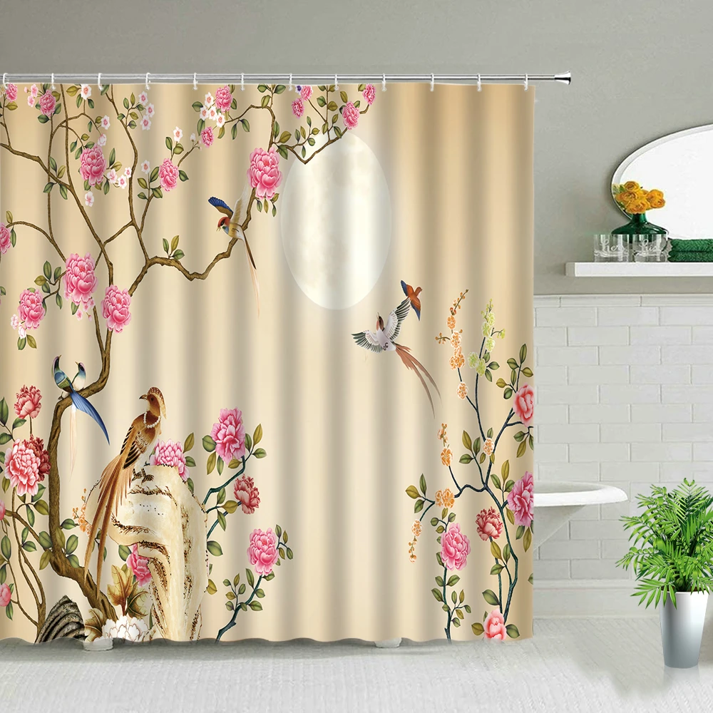 cactus flower shower curtains sunflower tulip rose butterfly floral plant landscape bath curtain set bathroom decor with hooks free global shipping